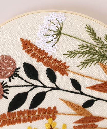 ELTONGUU Embroidery Kit for Beginners Adult, Flower Pattern Embroidery Kit for Beginners Include Embroidery Cloth Hoops Threads, Cross Stitch Kits for Craft Lover Hand Stitch
