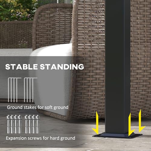 Outsunny 10' x 12' Retractable Pergola Canopy, Metal Pergola Outdoor Sun Shade Shelter for Porch, Patio, Backyard, Deck, Beige Outsunny