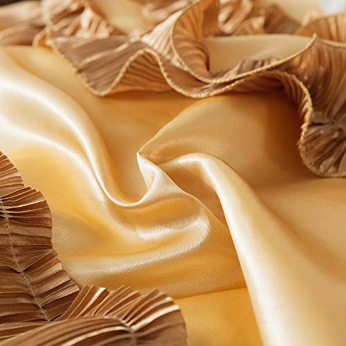 Tache Home Fashion 6 Piece Elegant Faux Satin Ruffled Comforter Set, Cal King, Sandy Beach Tache Home Fashion