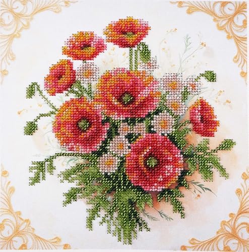 AllAboutEmbroideryUA Bead Embroidery kit Summer Bouquet FL-1112 Floral Beaded Cross Stitch kit