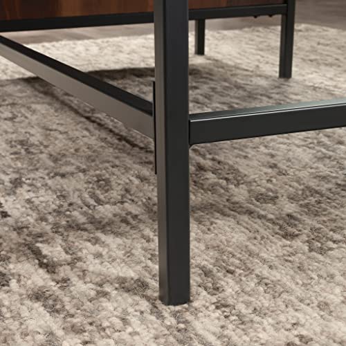 Sauder Nova Loft Single Ped Desk, L: 48.74" x W: 24.96" x H: 29.53", Grand Walnut Finish Sauder