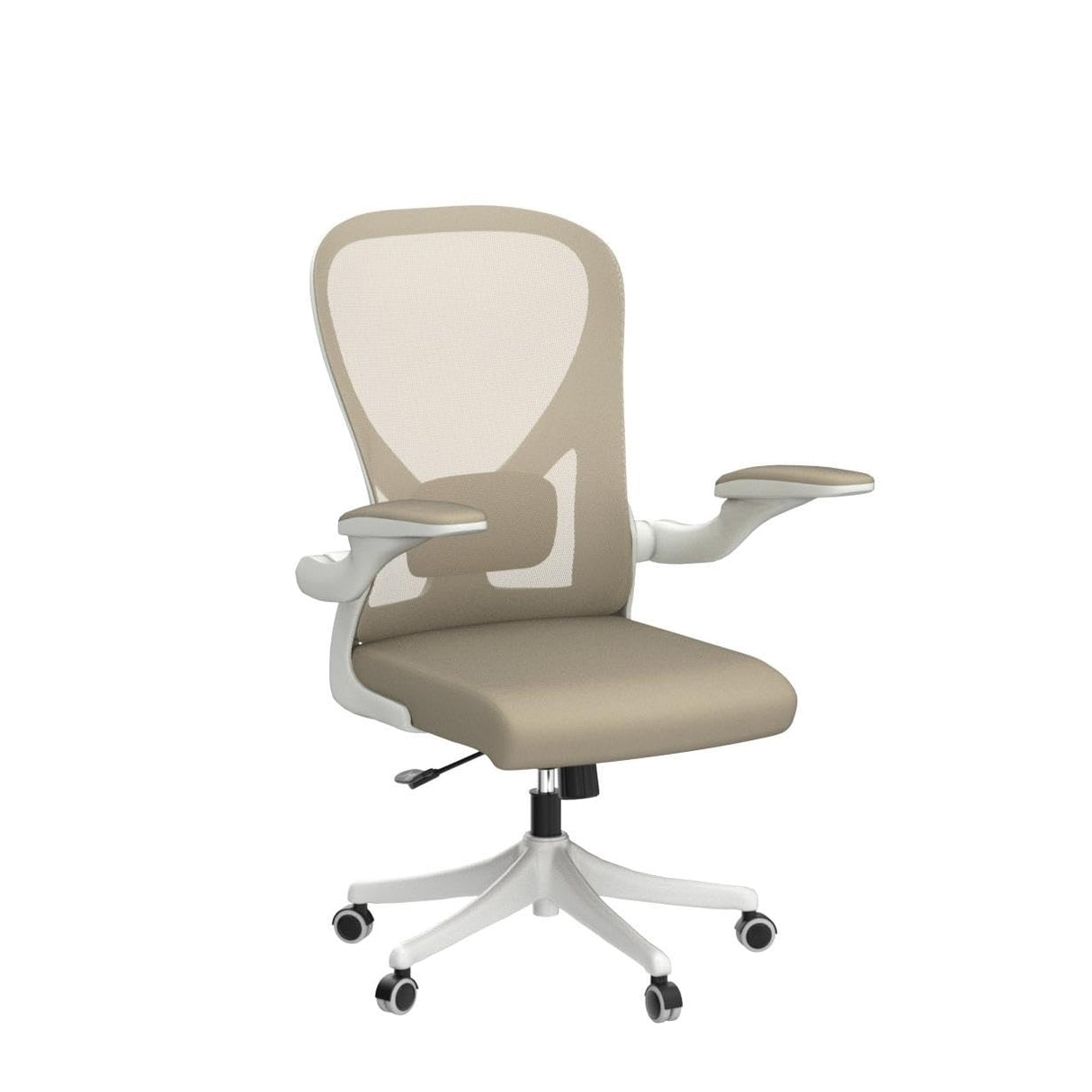 SICHY AGE Office Chair, Ergonomic Desk Chair with Flip-Armrest & Cushion for Lumbar Support, Mid Back Computer Chair with Thickened Cushion, Desk Chair Comfy with Wheels for Study and Work, Khaki SICHY AGE