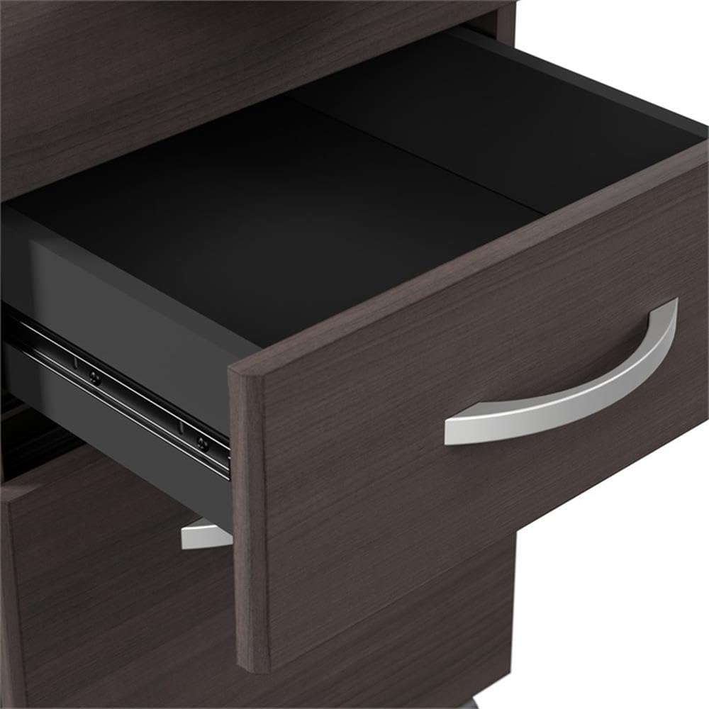 Bush Business Furniture Arrive 72W x 72D L Shaped Reception Desk with Counter and Mobile File Cabinet in Storm Gray Bush Furniture