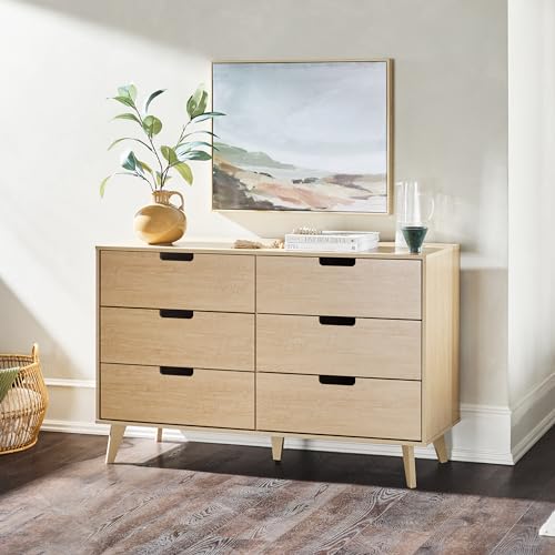 Walker Edison Modern 6-Drawer Dresser Bedroom Storage Organizer, 52 Inch, Riviera Cut-Out Walker Edison