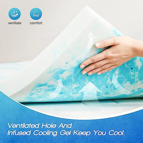 Sweetcrispy Memory Foam Mattress Topper King, 3 Inch Thick Gel Infused Cooling Toppers Pad for King Size Bed, Sleeper Sofa, RV, Camper, CertiPUR US Certified, Ventilated and Breathable Sweetcrispy