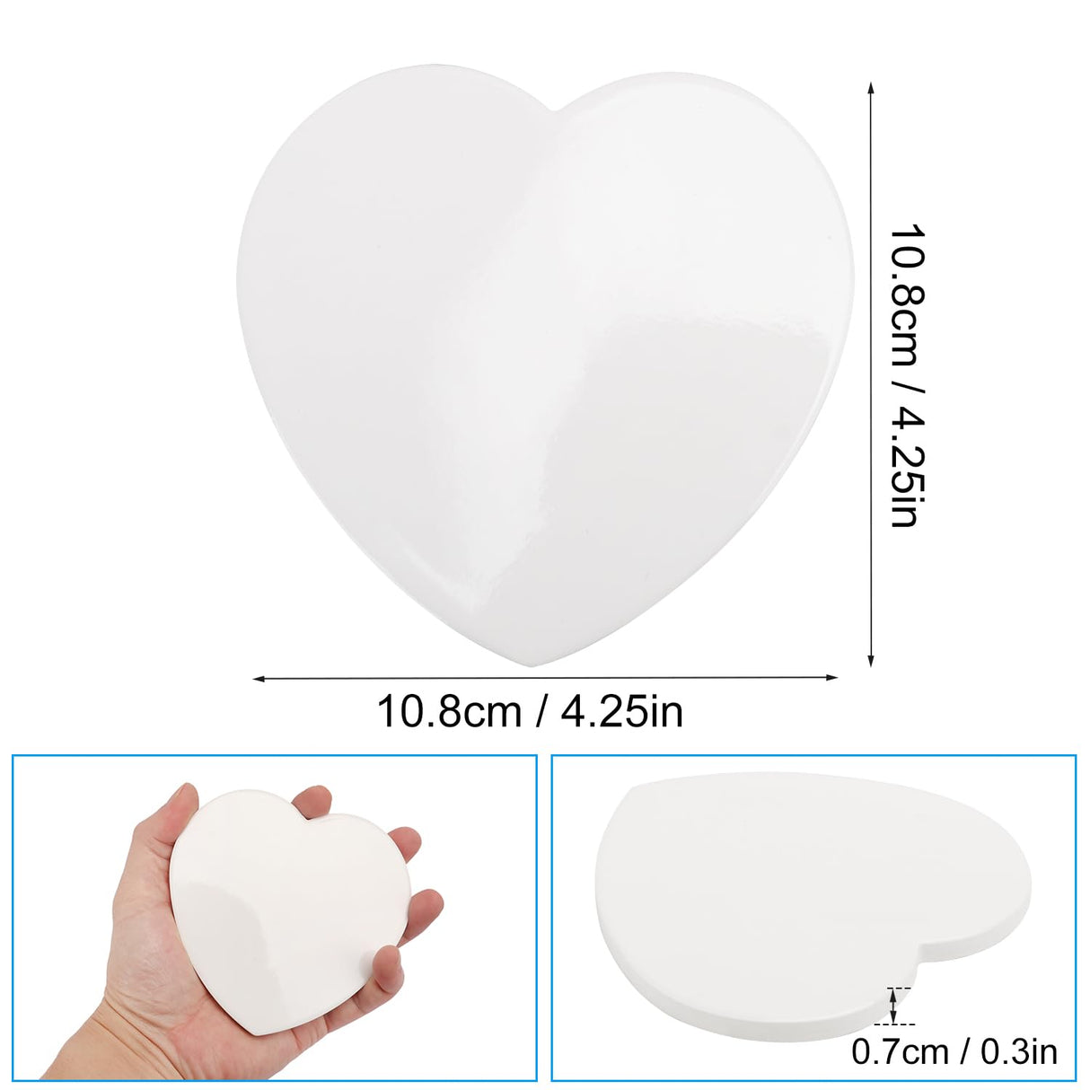 40 Pieces 4.25 Inch Sublimation Blank Ceramic Coasters, Glazed Ceramic Coasters with Cork Backing Pads for Painting, DIY Crafts, Mosaics, (Heart-Shaped), Sublimation, White. by GNIEMCKIN GNIEMCKIN