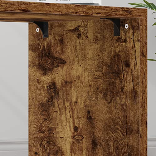 HSH L Shape Home Office Desk with Drawers, L-Shaped Computer Desk with Storage Cabinet Shelves, Wood Executive Desk for Writing Work, Reversible Study Table in Bedroom Living Room, Rustic Brown, 55 In HSH