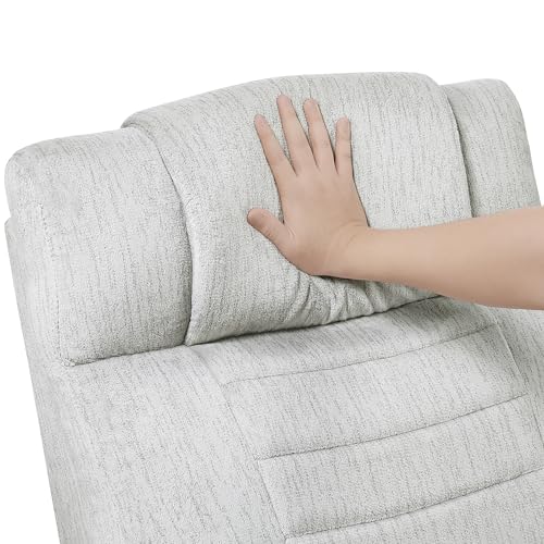 Lexicon Wall Hugger Manual Reclining Chair, Microfiber Manual Recliner with Cup Holders/Hidden Arm Storage/LED Base Lighting, Home Theater Seating for Living Room, Light Gray