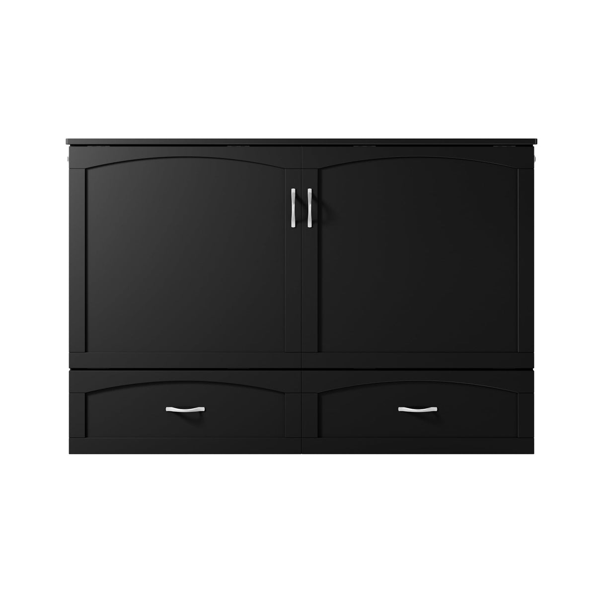 AFI, Marion Queen Wood Murphy Bed Chest with 6" Mattress, Storage Drawer, & Built-in Charger, Black AFI