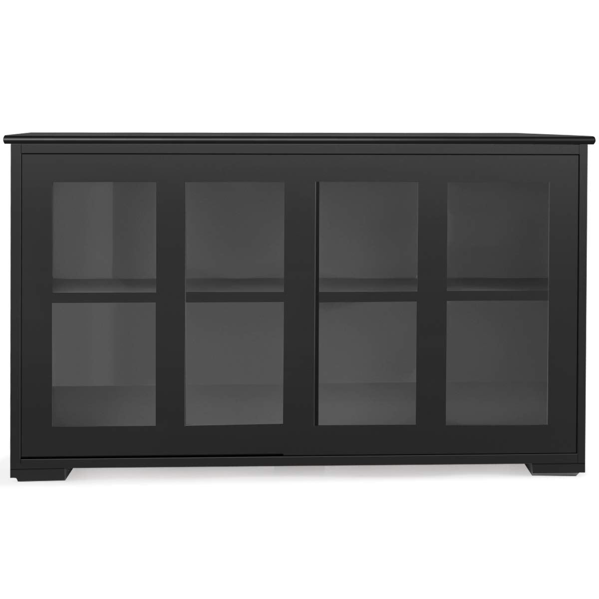 Giantex, Wood Credenza with Sliding Doors, Storage Cabinet with Adjustable Shelf, Modern Console Table, Kitchen Cupboard, Pantry Buffets & Sideboards, Large, Black Giantex