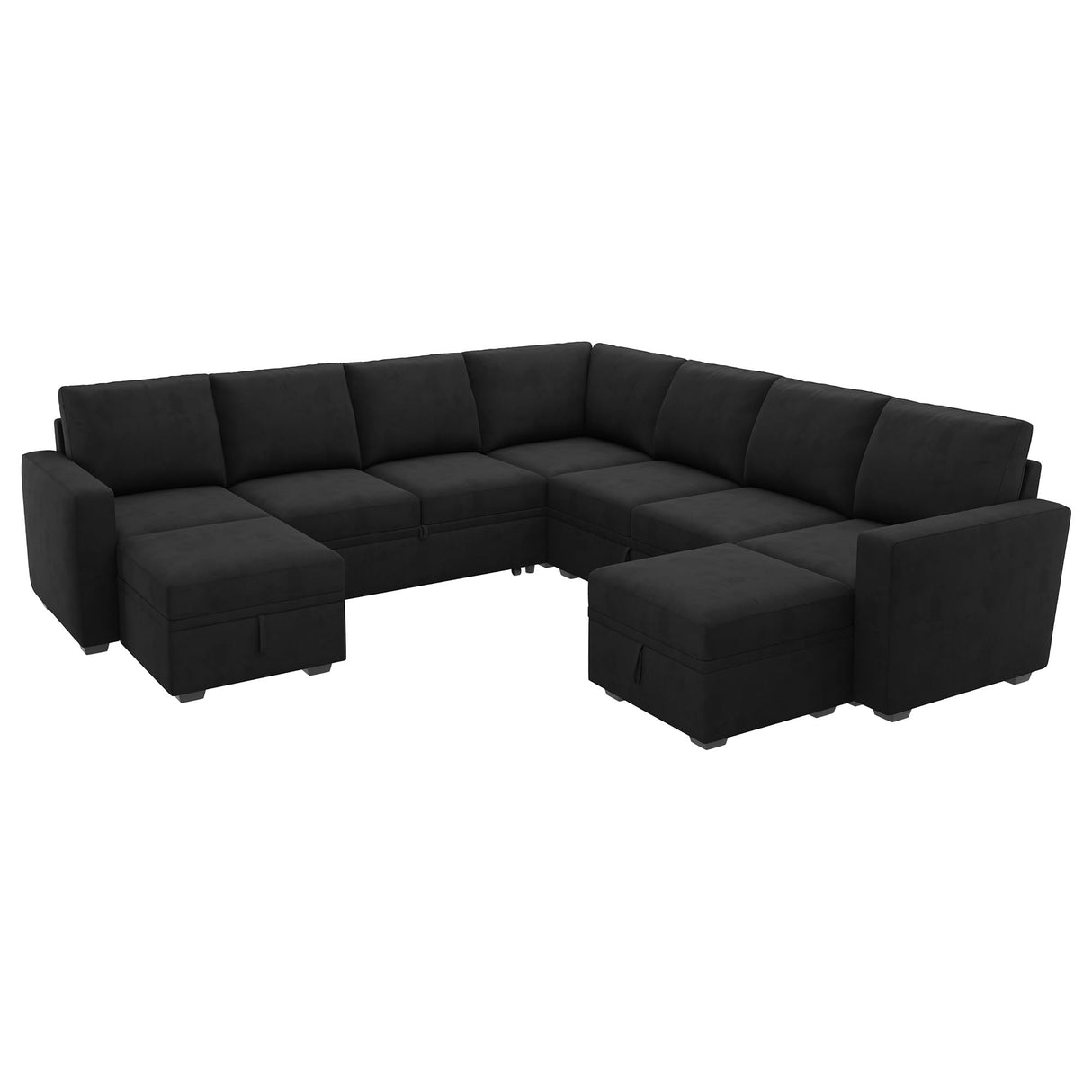 HONBAY Modular Sectional Sleeper Sofa with Pull Out Couch, Oversized U Shaped Sleeper Pull Out Bed with Storage Sectional Couches for Living Room - Black HONBAY
