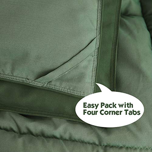 HIG 3pc Green Twin/Twin XL Comforter Set - All Season Reversible Down Alternative Bedding Comforter - Quilted Duvet Insert with Corner Tabs - Box Stitched Blanket - Breathable, Soft, Fluffy HIG