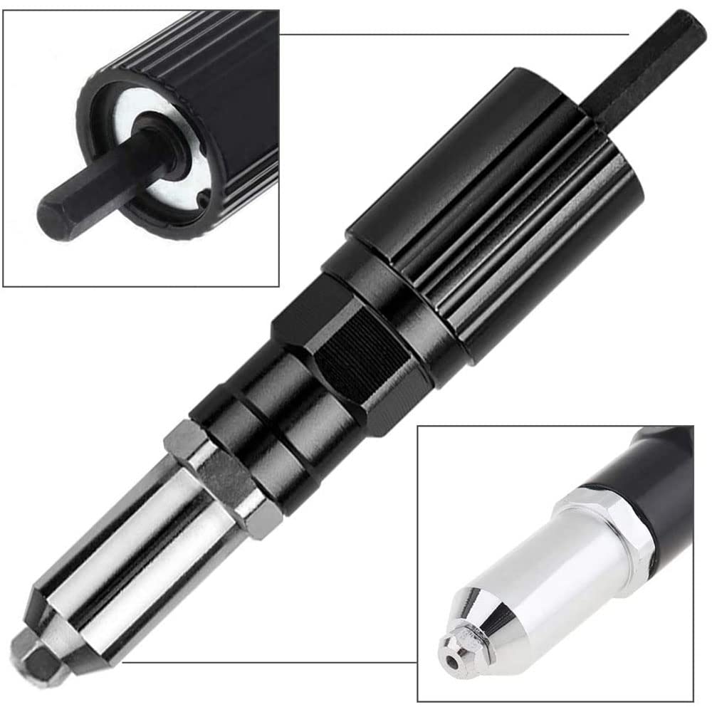 LSLANSOON Rivet Gun Adapter Kit with Handle Grip Riveter Drill Attachment Riveting Hand Tool Insert Nut for Cordless Electric Power Drill LSLANSOON