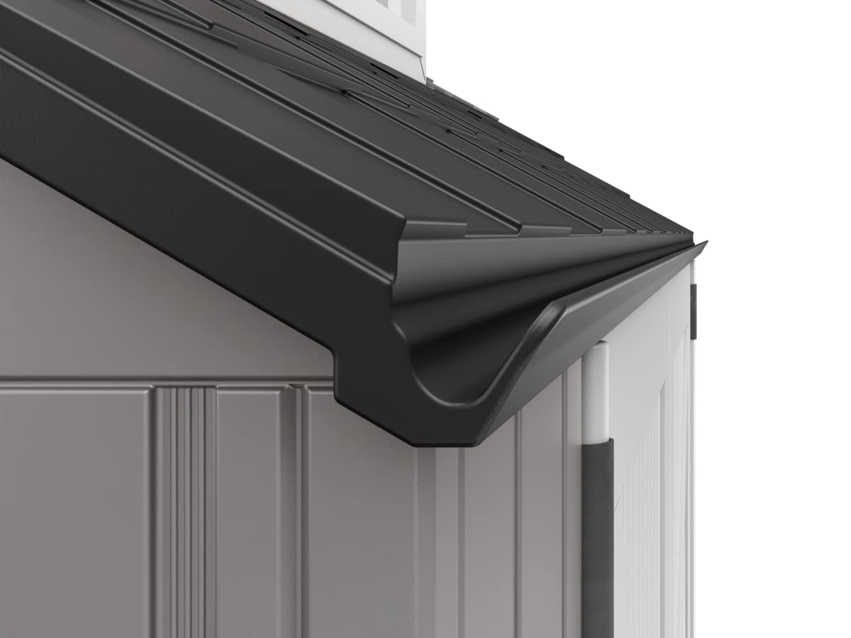 Rubbermaid Resin Outdoor Storage Shed With Floor (7 x 7 Ft), Weather Resistant, Gray, Organization for Home/Backyard/Garden Tools/Lawn Mower/Bike Storage/Pool Supplies Rubbermaid