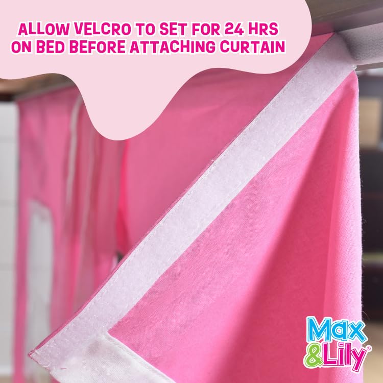 Max & Lily Underbed Curtain for Low Bunk Bed/Low Loft Bed, Play Curtain for Kids, Cotton Privacy Curtain for Bottom Bunk, 2 Panel Curtain Set Hot Blue/White Max & Lily