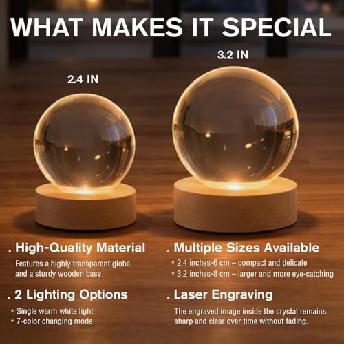 Evamall Personalized Pet Memorial Crystal Ball Night Light, Custom Cat Portrait Lamp, Pet Loss Keepsake, Gift for Dog Lovers, Dog Cat Memorial Gift