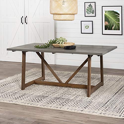 Walker Edison Modern Farmhouse Small Kitchen Furniture Dining Room Table Wood, 72 Inch, Grey and Brown Walker Edison