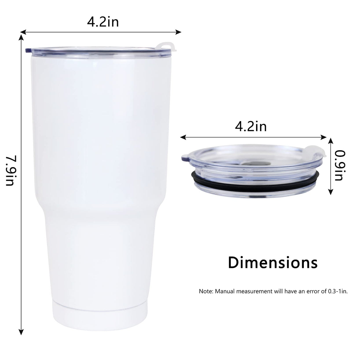 MAIKESUB 4 Pcs 30 oz Sublimation Double Wall Vacuum Insulated Cups With Lids Stainless Steel White Coffee Mugs for Vehicle Cup Holders Travel Tumbler Car Cups MAIKESUB