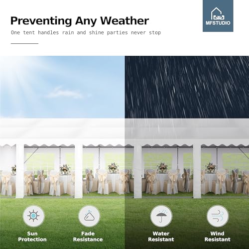 MFSTUDIO 20'x40' Party Tent, Outdoor Heavy Duty Party Tents with Removable Sidewalls, Large Canopy Tent Shelter for Outdoor Events Wedding Birthday, White MFSTUDIO