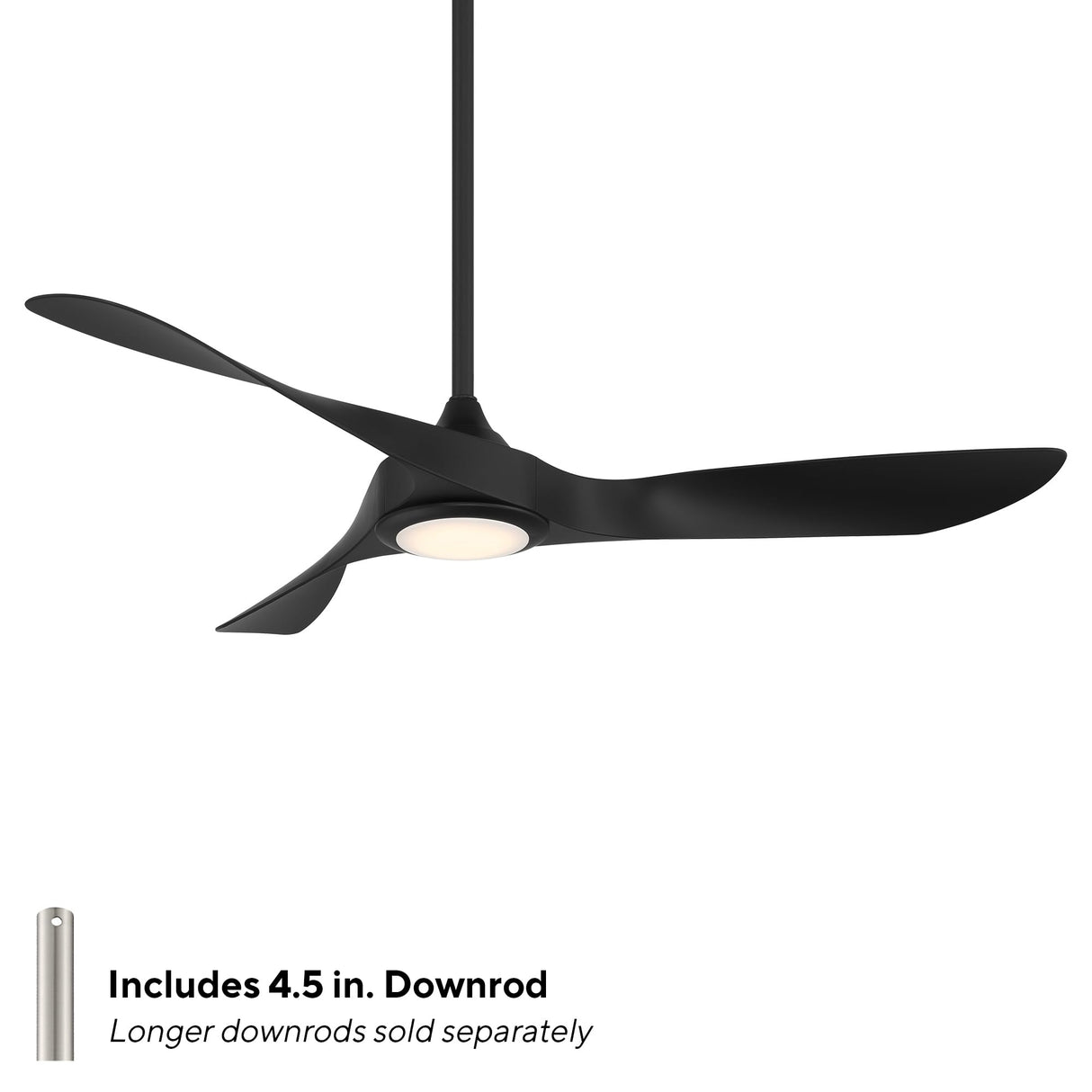 WAC Smart Fans Swirl Indoor and Outdoor 3-Blade Smart Home Ceiling Fan 54in Matte Black with 3000K LED Light Kit and Remote Control works with Alexa and iOS or Android App WAC Lighting