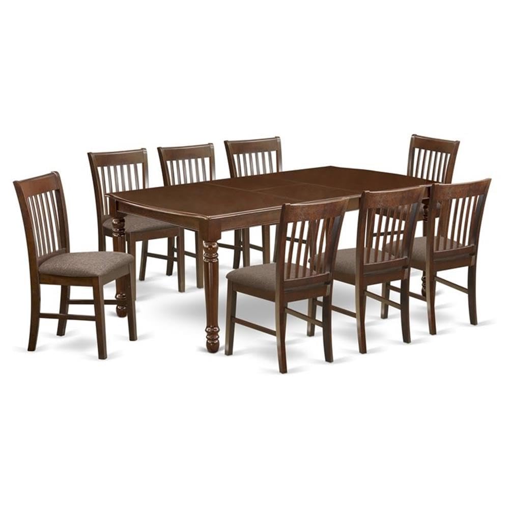 East West Furniture DONO9-MAH-C 9 Piece Dining Table Set Includes a Rectangle Dining Room Table with Butterfly Leaf and 8 Linen Fabric Upholstered Chairs, 42x78 Inch, Mahogany East West Furniture