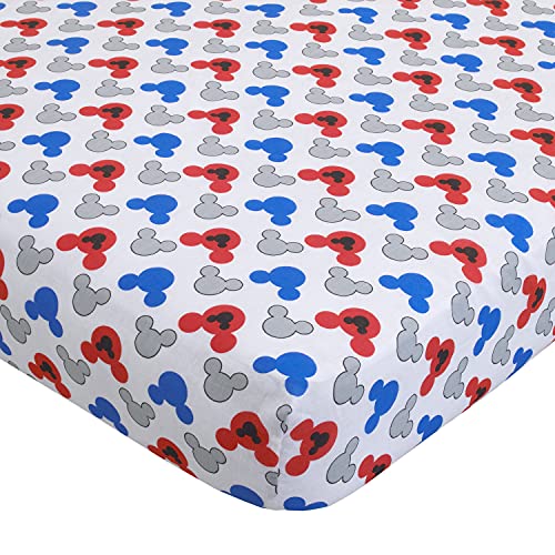 Disney Mickey's Big Adventure Blue, Red, Yellow & Green 4Piece Toddler Bed Set - Comforter, Fitted Bottom Sheet, Flat Top Sheet, Reversible Pillowcase, Blue, Red, Yellow, Green Disney