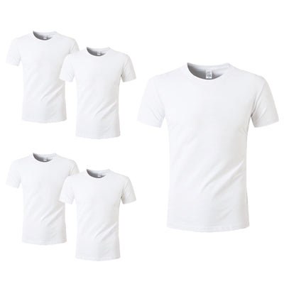 HTVRONT 5 Pack Polyester Sublimation T-Shirts Blanks - White Blank Crew Neck Short Sleeve Sublimation Shirts -Polyester Shirt for Sublimation - M
