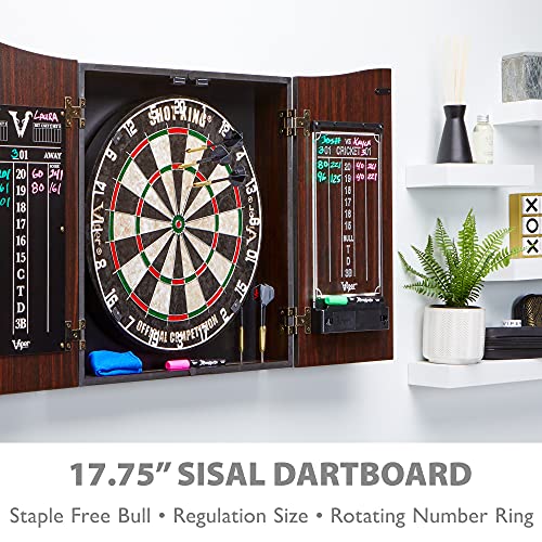 Viper by GLD Products Vault Deluxe Dartboard Cabinet with Shot King Sisal Dartboard and Illumiscore Scoreboard, Wood Viper