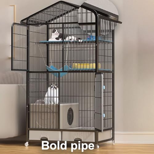 GUQASDV Cat Cage, Cat House, Cat Playpen with Top Cover, Catio Indoor Cat Enclosure with Litter Box with Anti-Collision Lock Easy to Move for Small Animals(White,83x59x160cm) GUQASDV