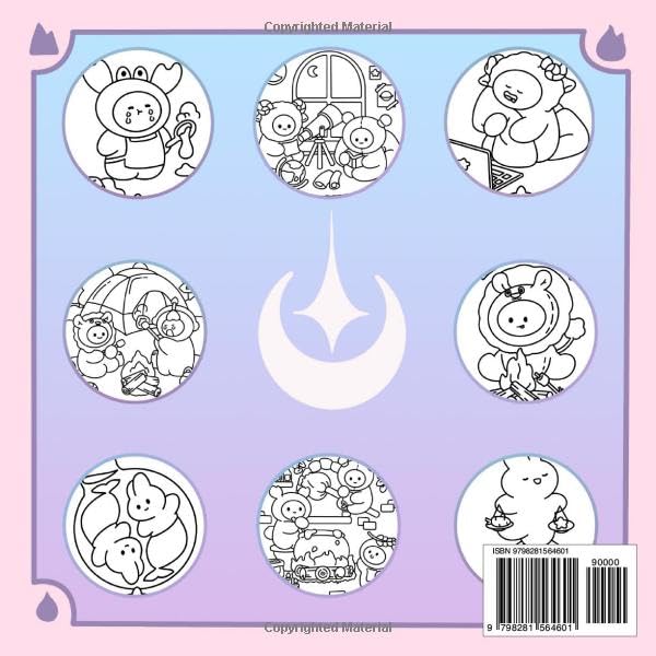 Zodiac Cute Coloring Book Horoscope Signs & Astrology Miniature Kawaii Easy to Color Wyn Studio Majosta