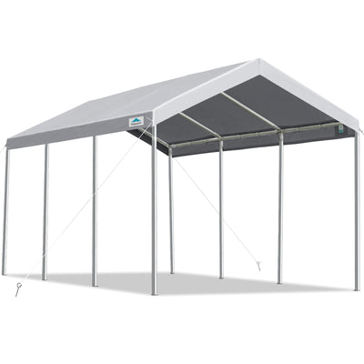 ADVANCE OUTDOOR 10x20 ft Heavy Duty Carport Potable Car Canopy Garage Party Tent Boat Shelter, Adjustable Height from 9.5 ft to 11 ft, Gray