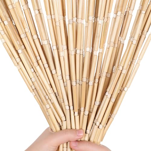 BECHAEO Handmade Bamboo Beaded Curtain for Doorway 65 Strands Door Beads Curtain Hanging Room Divider for Hallway Window Closet Boho Rustic Hippie Home Store Decor, 35.5 x 75 Inches Natural BECHAEO