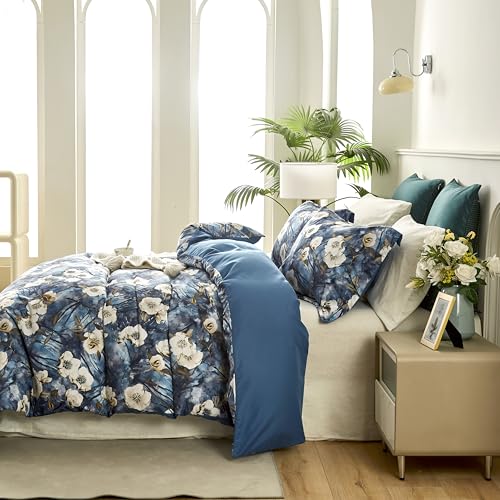 Cupocupa King Size Comforter Set - Floral Boho Bedding Comforter Set, Soft Reversible Botanical Comforters 3 Pieces 2 Pillow Shams for King Size Bed, Aesthetic Bedding. Cupocupa