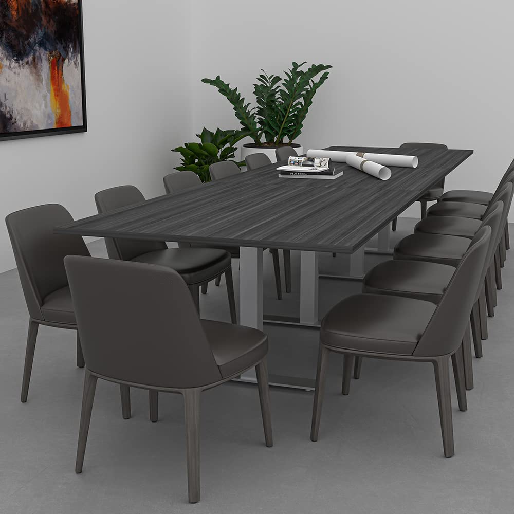 SKUTCHI DESIGNS INC. 14' Modular Rectangular Conference Table with Electric and Data | 14 Person Meeting Table | Harmony Series | Black Cypress SKUTCHI DESIGNS INC.