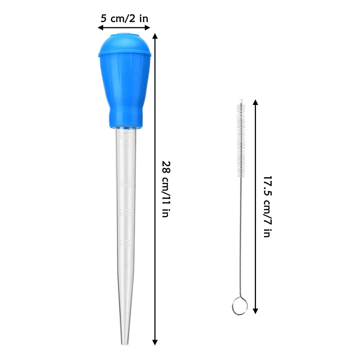 TXIN 5 Pieces 30ml/1oz Turkey Baster with 5 Cleaning Brush, Plastic Syringe Baster with Silicone Pump Head, Heat-resistant Meat Marinade Injector with Measurments for BBQ Grill Baking Kitchen Cooking TXIN