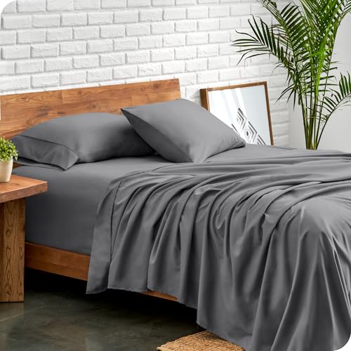 Bare Home Queen Sheet Set - 1800 Ultra-Soft Microfiber Queen Bed Sheets - Double Brushed - Deep Pockets - Easy Fit - 4 Piece Set - Bedding Sheets & Pillowcases (Queen, Grey) Bare Home