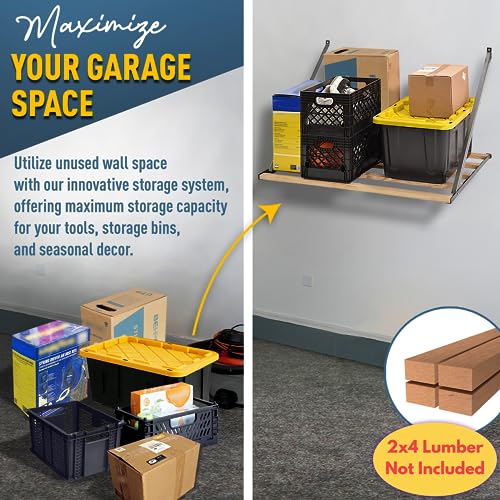 Koova Universal Garage Shelving Kit - Heavy-Duty, Easy Install, Customizable, 600 lbs. Support, Made in USA, Maximize Storage, Reclaim Floor Space Koova