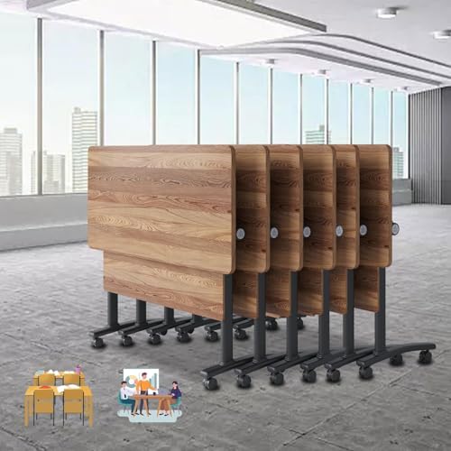 Conference Tables,Folding Conference Room Tables Office Table Flip Top Mobile Modular Meeting Training Tables with Silent Wheels,Seminar Boardroom Table for Home Office (4 Pack, 55.1x23.6x29.5) Crevew