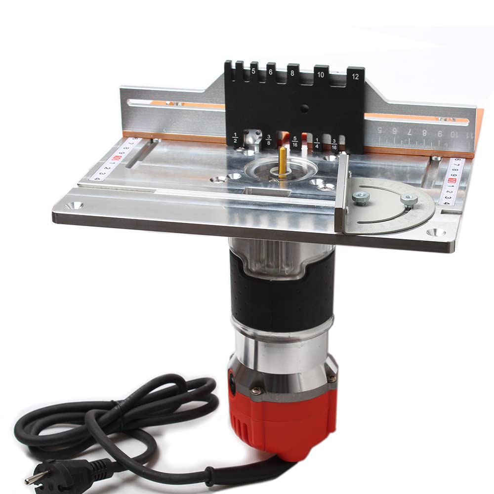 KETIPED Aluminium Router Table Insert Plate,Woodworking Benches Router Flip Plate with Miter Gauge Guide,Fence Sliding Brackets,Tenon Ruler,MG-053SV KETIPED