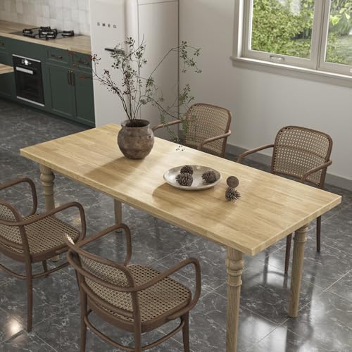 ARIEL 60 x 25 x 1.5 Hevea Unfinished Butcher Block Countertop, Solid Wood Butcher Block Table Top for DIY Workbench Top, Dining Table Top, Kitchen Island Top, Washer Dryer Top ARIEL