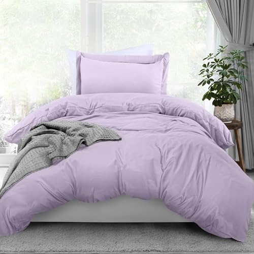 Utopia Bedding Duvet Cover Twin Size - 2 Piece with Zipper Closure - 1 Comforter Cover 68X90 Inches & 1 Pillow Sham 20X26 Inches (Lavender) Comforter Not Included Utopia Bedding