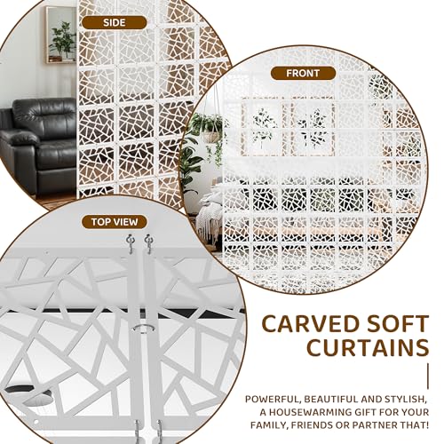 24 Pcs PVC Hanging Room Divider,Flower Carving Pattern Panels,Decorative Wall Screen Panel, Room Divider Partitions Panel Screen for Decorating Bedroom Dining Kitchen Office Studio 29 * 29cm PICKUTS