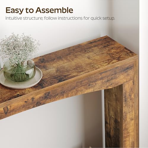 YATINEY Narrow Console Table, 5.9'' Thin Entryway Table, Behind Couch Table for Small Spaces, Small Farmhouse Hallway Table, for Living Room, Hallway, Foyer, Rustic Brown CT19RR YATINEY