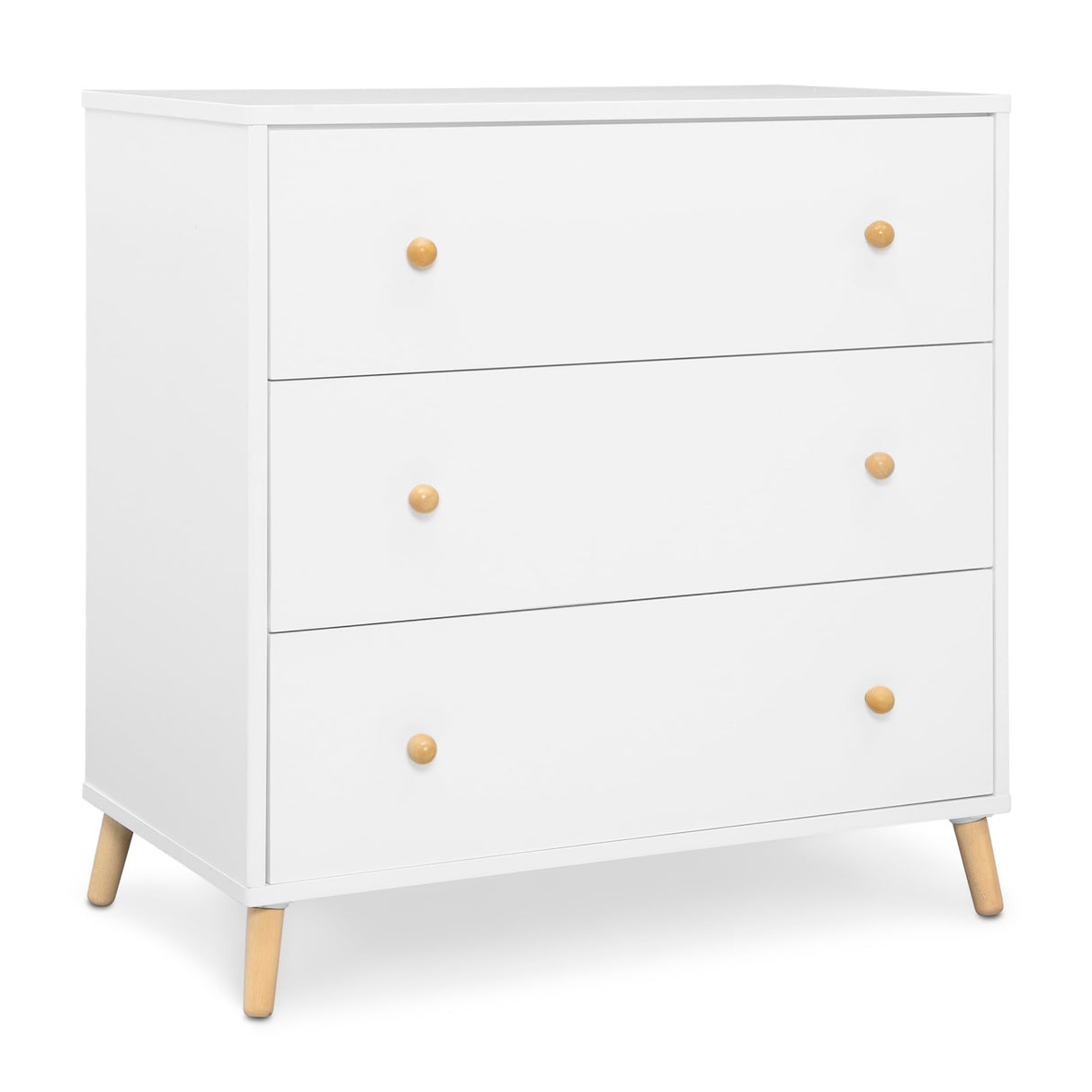 Delta Children Essex 3 Drawer Dresser with Interlocking Drawers, Bianca White/Natural Delta Children