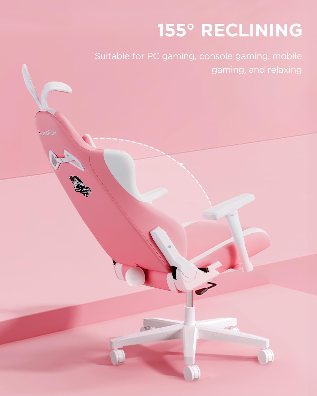 AutoFull C2 Gaming Chair,Ergonomic Wingless Cushion Computer Chair,PU Leather Racing Style Office Chair with Lumbar Support Pillow and Footrest,Pink AutoFull