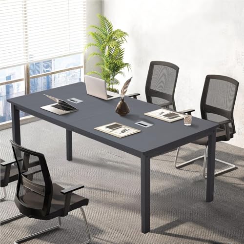 ECOTOUGE 78.7 inch Conference Table Set, 13FT Large Rectangle Meeting Seminar Table Set, Modern Industrial Long Business Tables, Computer Desk (2 Pack, Only Table), Black ECOTOUGE