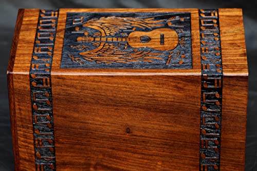 Handmade Guitar Wooden Urns for Human Ashes Full Size, Custom Personalized Rosewood Box Urn for Ashes, Engraved Cremation Urns for Ashes Keepsake Urn Merit Wooden Craft