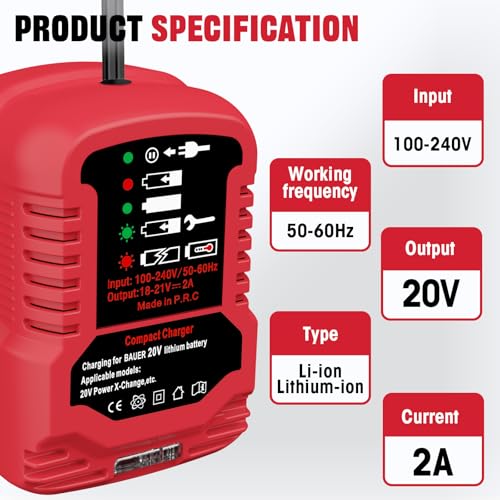 ASUNT 1701C-B 20V Battery Charger Replacement for Bauer 20V Hyper.max Lithium Ion Battery Compact Mini Charger(Battery Not Included) ASUNT