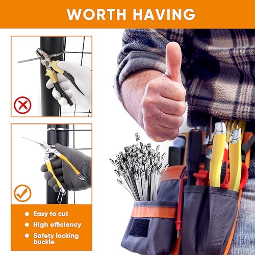 Sinlon Heavy Duty Metal Zip Ties (With Tie Cutter) Uv Resistant Stainless Steel Zip Ties, 11.8 Inch 50 Pieces, Self-Locking Zip Ties, Suitable For Fixing Fences, Pipes, Etc. Outdoor. Sinlon