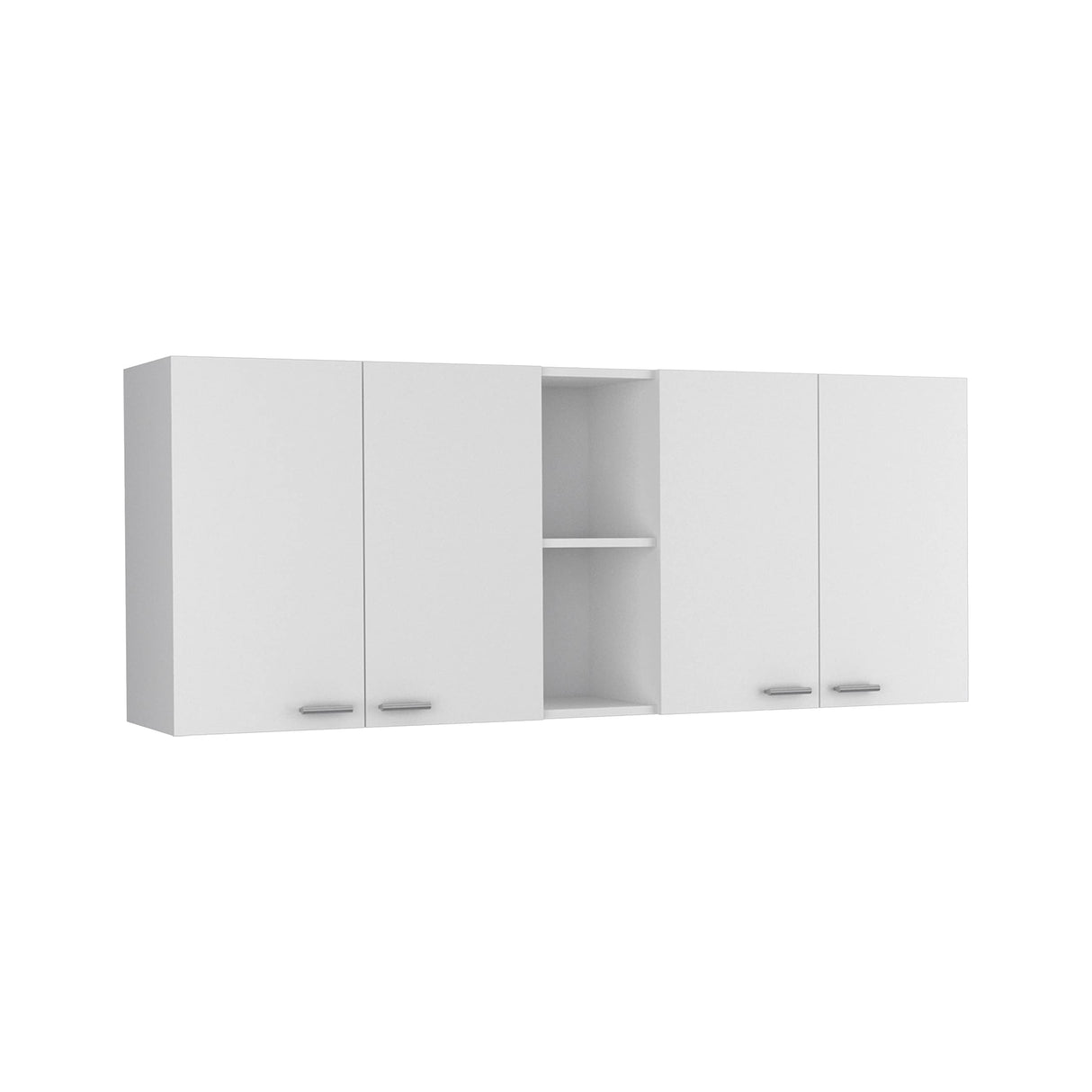 FM FURNITURE Winslow 59" Wall Cabinet, with 4-Doors, Two Interior and Two Open Shelves FM FURNITURE